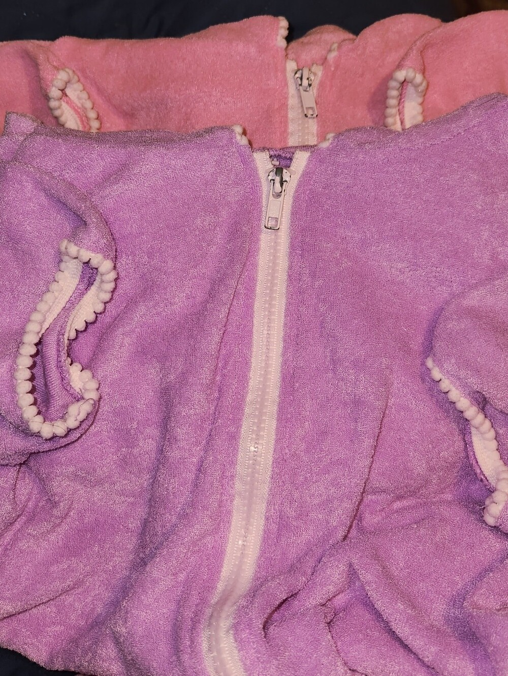 Girls'  Hooded Zip-Up swimwear coverup bundle of 2 a pink & a purple size 6